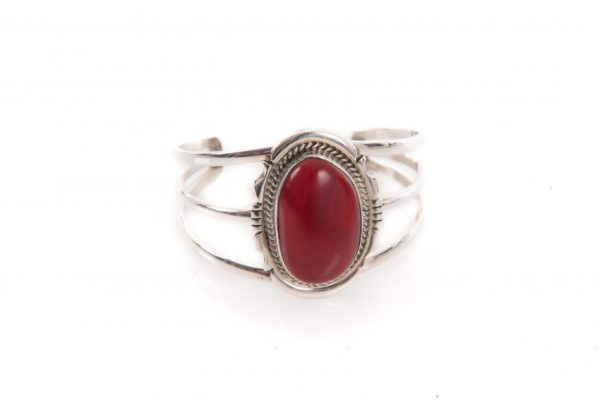 Red Coral Navajo Cuff Bracelet