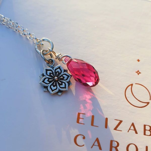 Ruby lotus flower necklace