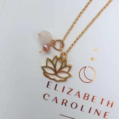 rose quartz lotus pendant